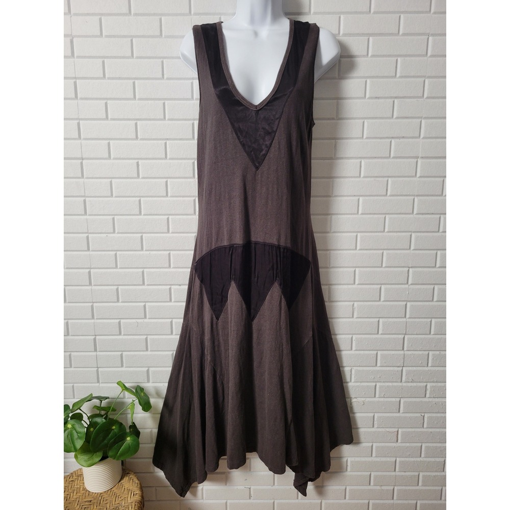 Prairie Underground Dress Sz M Black Hemp Silk Blend 1930s Revival Artsy - Picture 8 of 11